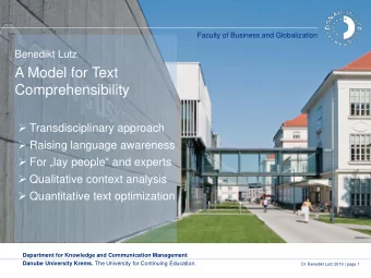 A Model for Text  Comprehensibility  Transdisciplinary approach  Raising language awareness