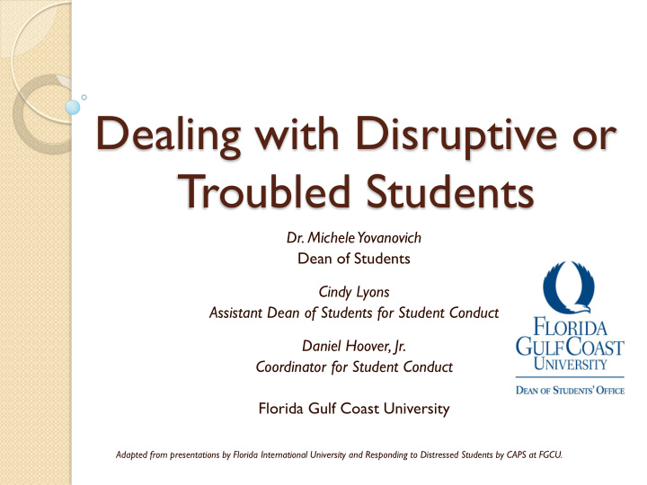 dealing with disruptive or troubled students
