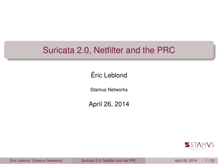 suricata 2 0 netfilter and the prc