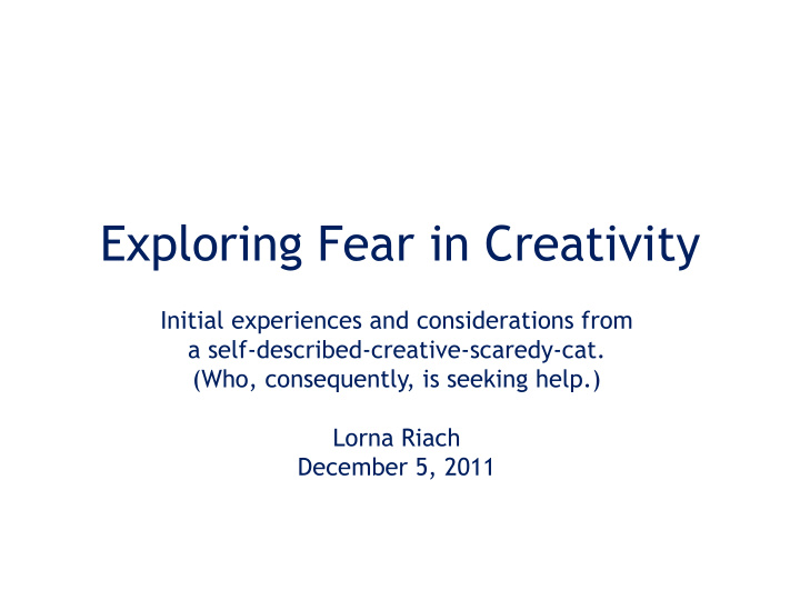 exploring fear in creativity