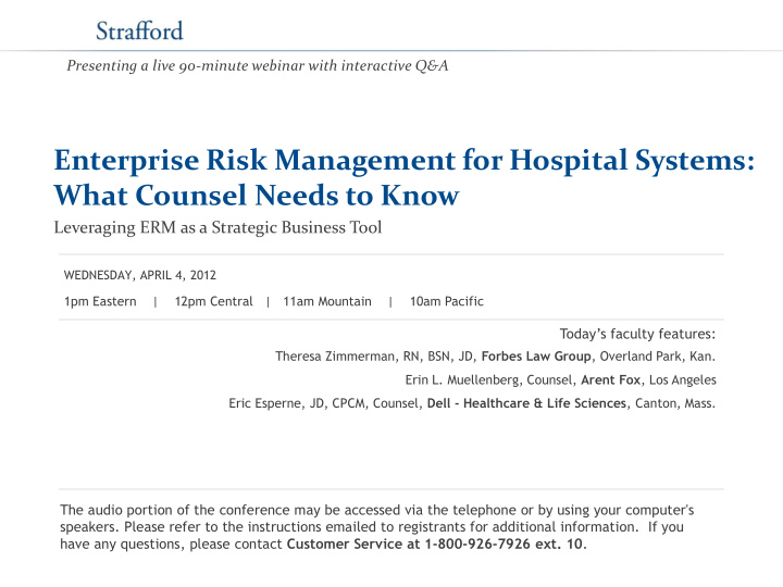 enterprise risk management for hospital systems what