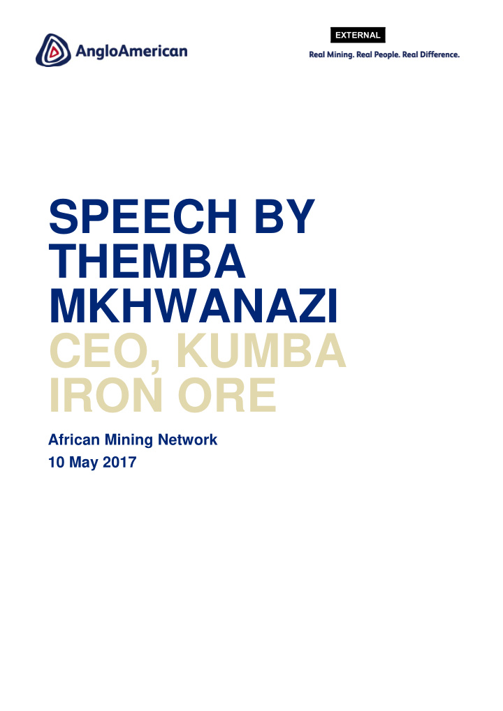 speech by themba mkhwanazi ceo kumba iron ore