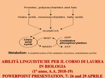 Metabolism: A simplified outline of the catabolism of proteins, carbohydrates and fats  ABILIT