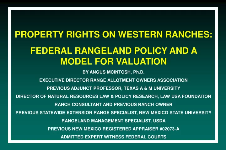 property rights on western ranches