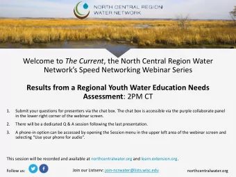 Welcome to The Current , the North Central Region Water  Networks Speed Networking Webinar