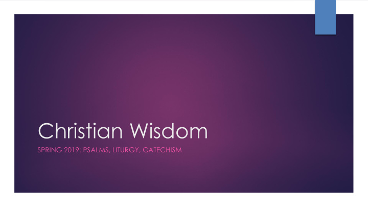christian wisdom