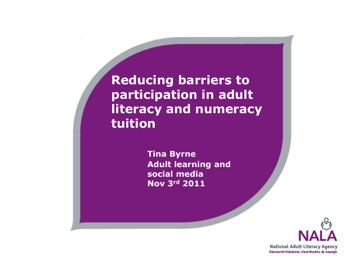 reducing barriers to participation in adult literacy and