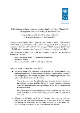 Public Hearing on Good governance and the implementation of Sustainable  Development Goal 16 -