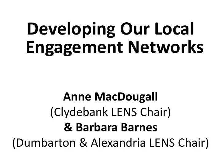developing our local