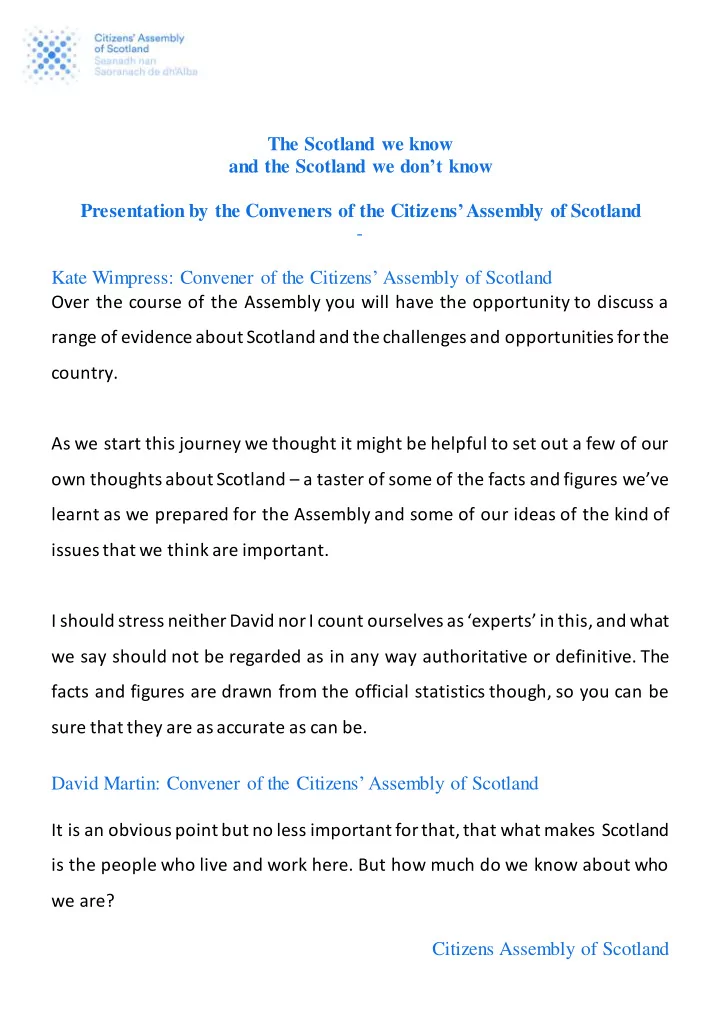 the scotland we know and the scotland we d on t know
