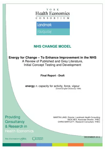 Contents  Page No.  Foreword Energy for Change  The Concept in Four Pages  Acknowledgements