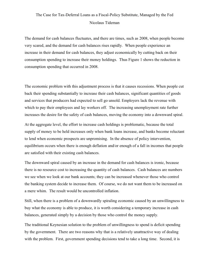 the case for tax deferral loans as a fiscal policy
