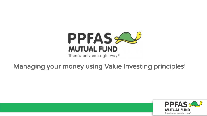 managing your money using value investing principles