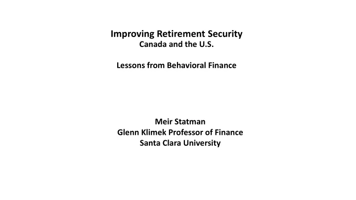improving retirement security