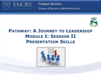 M ODULE I: S ESSION II P RESENTATION S KILLS O BJECTIVES  This session is designed to help you: