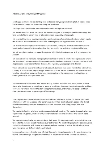 PRESENTATION  SCIENTIFIC SYMPOSIUM  I am happy and moved to be standing here and see so many