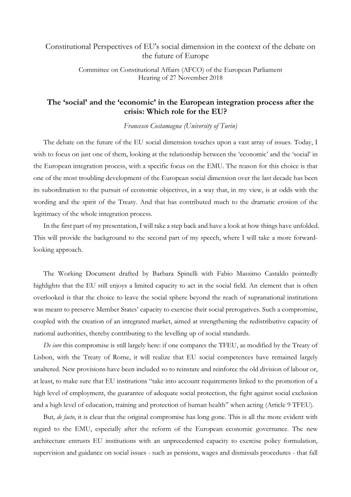 constitutional perspectives of eu s social dimension in