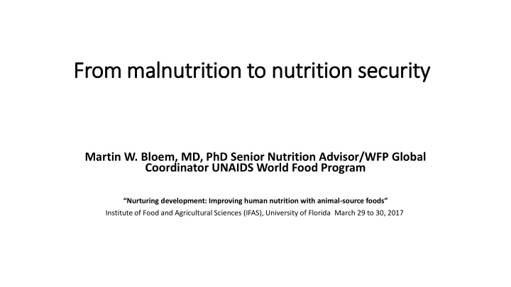 from malnutrition to nutrition security