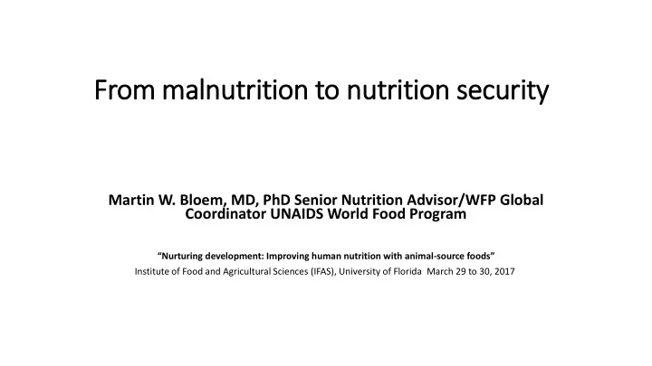 from malnutrition to nutrition security