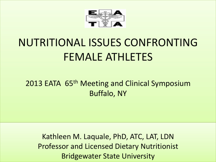 nutritional issues confronting female athletes 2013 eata