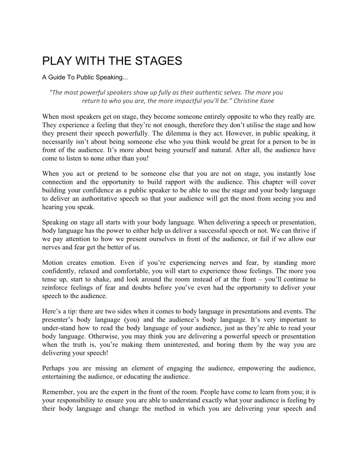 play with the stages