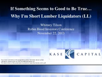 If Something Seems to Good to Be True  Why I'm Short Lumber Liquidators (LL)  Whitney Tilson