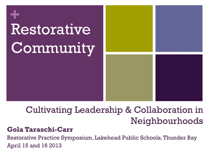 restorative community