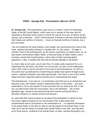 VIDEO - Georgia Ede - Presentation (Denver 2019) Dr. Georgia Ede: This presentation, grew out of a