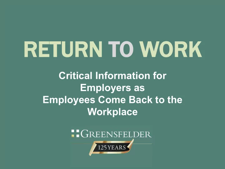 return to work
