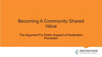 Becoming A Community Shared  Value  The Argument For Public Support of Destination  Promotion