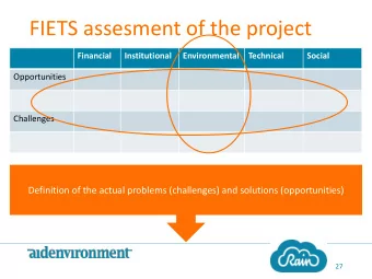 FIETS assesment of the project  Financial  Institutional  Environmental  Technical  Social