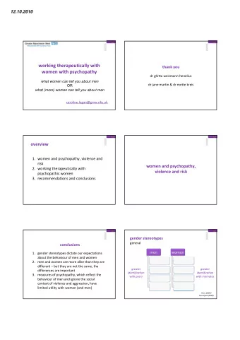 working therapeutically with thank you women with psychopathy dr ghitta weizmann  henelius  what