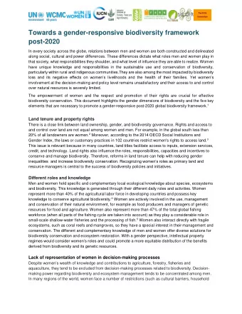Towards a gender-responsive biodiversity framework  post-2020  In every society across the globe,