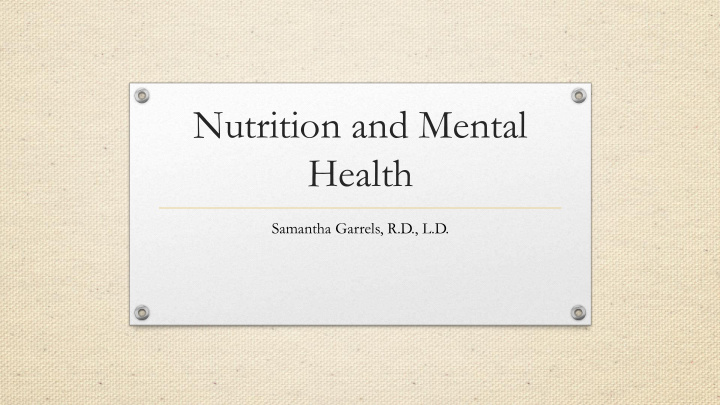 nutrition and mental