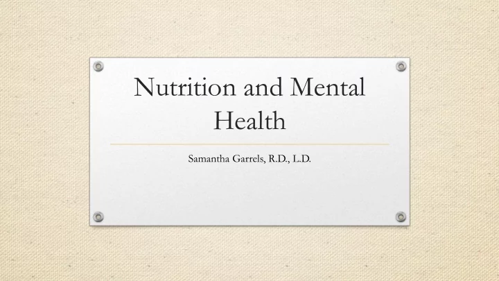 nutrition and mental