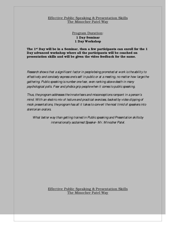effective public speaking amp presentation skills the