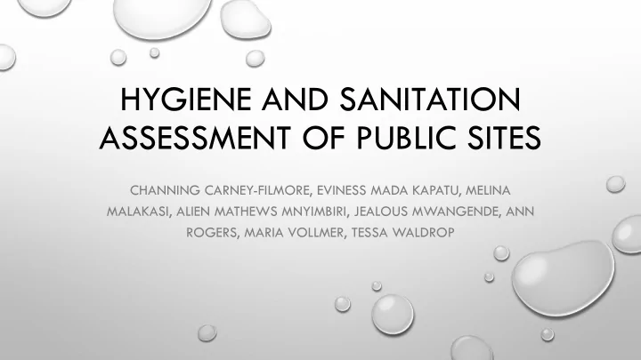 hygiene and sanitation assessment of public sites