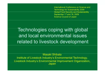 Technologies coping with global  T  h  l  i  i  ith  l b l  and local environmental issues  and