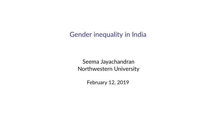 gender inequality in india