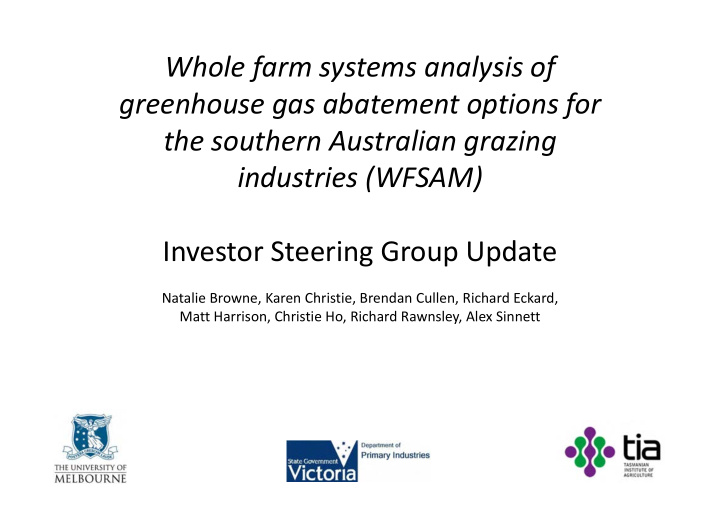 whole farm systems analysis of greenhouse gas abatement