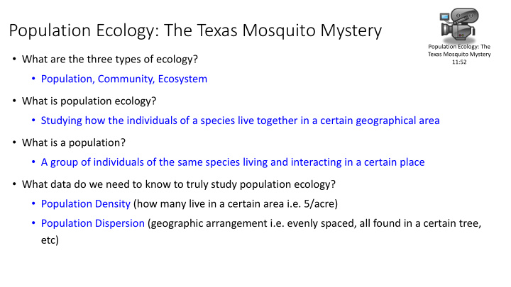 population ecology the texas mosquito mystery