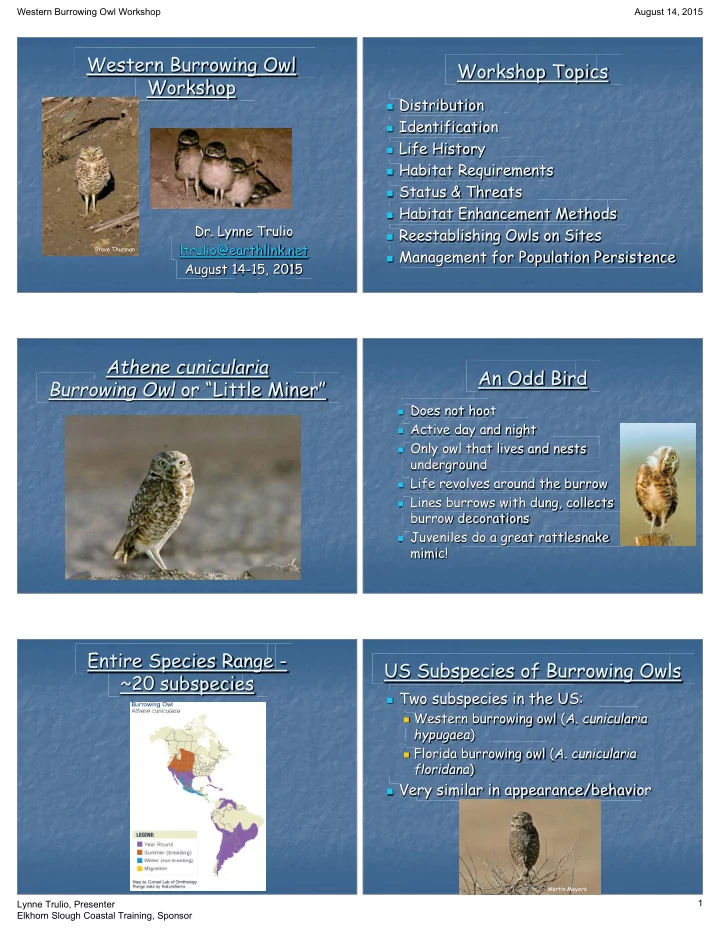 identification life history habitat requirements status