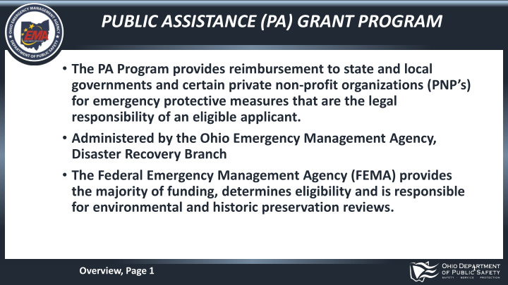 public assistance pa grant program