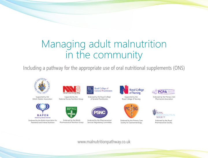 managing adult malnutrition in the community