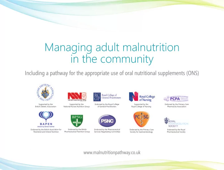 managing adult malnutrition in the community
