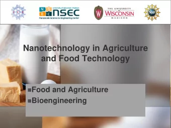 Nanotechnology in Agriculture  and Food Technology  Food and Agriculture  Bioengineering