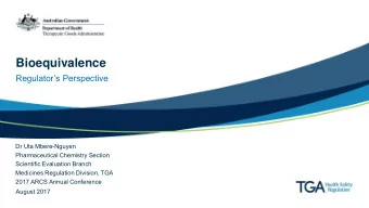 Bioequivalence  Regulators Perspective  Dr Uta Mbere-Nguyen  Pharmaceutical Chemistry Section