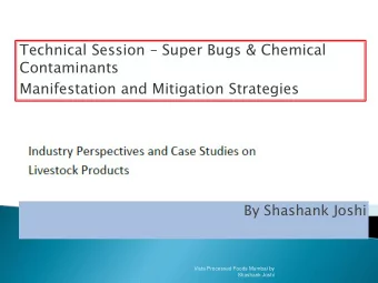 Contaminants  Manifestation and Mitigation Strategies  By Shashank Joshi  Vista Processed Foods