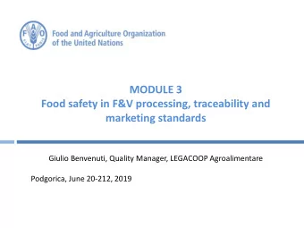 marketing standards  Giulio Benvenuti, Quality Manager, LEGACOOP Agroalimentare  Podgorica, June