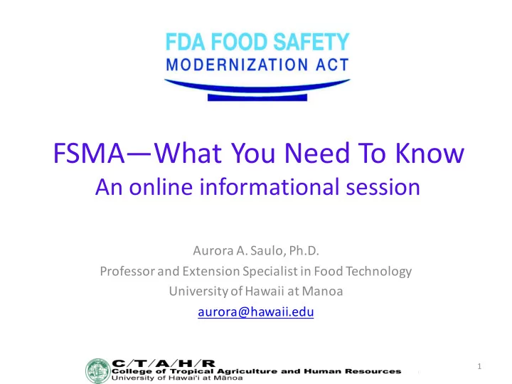 fsma what you need to know
